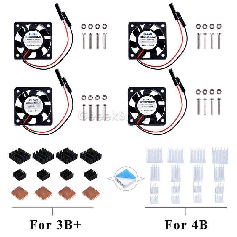 DC 5V Cooling Fan with Heatsink for Raspberry Pi 4 Model B / 3 B + / 3