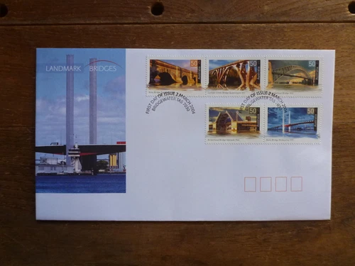 AUSTRALIA 2004 LANDMARK BRIDGES SET 5 STAMPS FDC FIRST DAY COVER