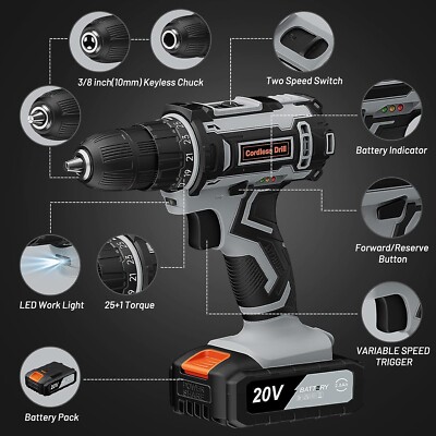 Trapano Avvitatore A Batteria 21V MHPRO - 42Nm Coppia, 2 Batterie 2.0Ah, 14 Accessori - Foto 5