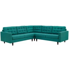 Modway Furniture Empress 3-PC Sectional Sofa Set, Teal - EEI-1417-TEA