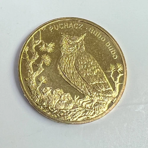 2005 Poland 2 Zloty, Eagle Owl & Chicks (Bubo bubo) animal coin, Y#520, UNC