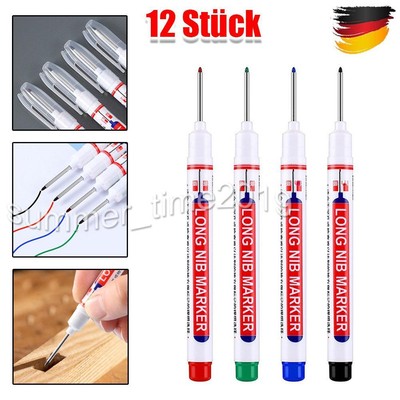 12x Tieflochmarker, Baumarker Bohrlochmarker Zimmermannsbleistift mit Kappe