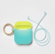 NEW Heyday Airpod Soft Clear Silicone Case with AirPod Strap - Teal Ombre