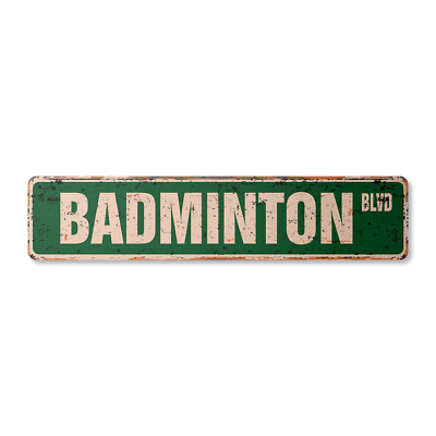 BADMINTON Vintage Street Sign shuttlecock racquet shuttle net sport