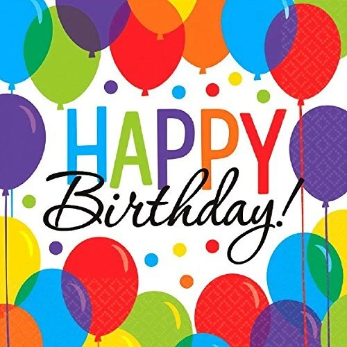 Balloon Bash Adult Kids Office Happy Birthday Party Paper Luncheon Napkins - Picture 1 of 1