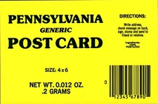 Pennsylvania Generic Postcard Check Boxes 4x6 Continental Sized