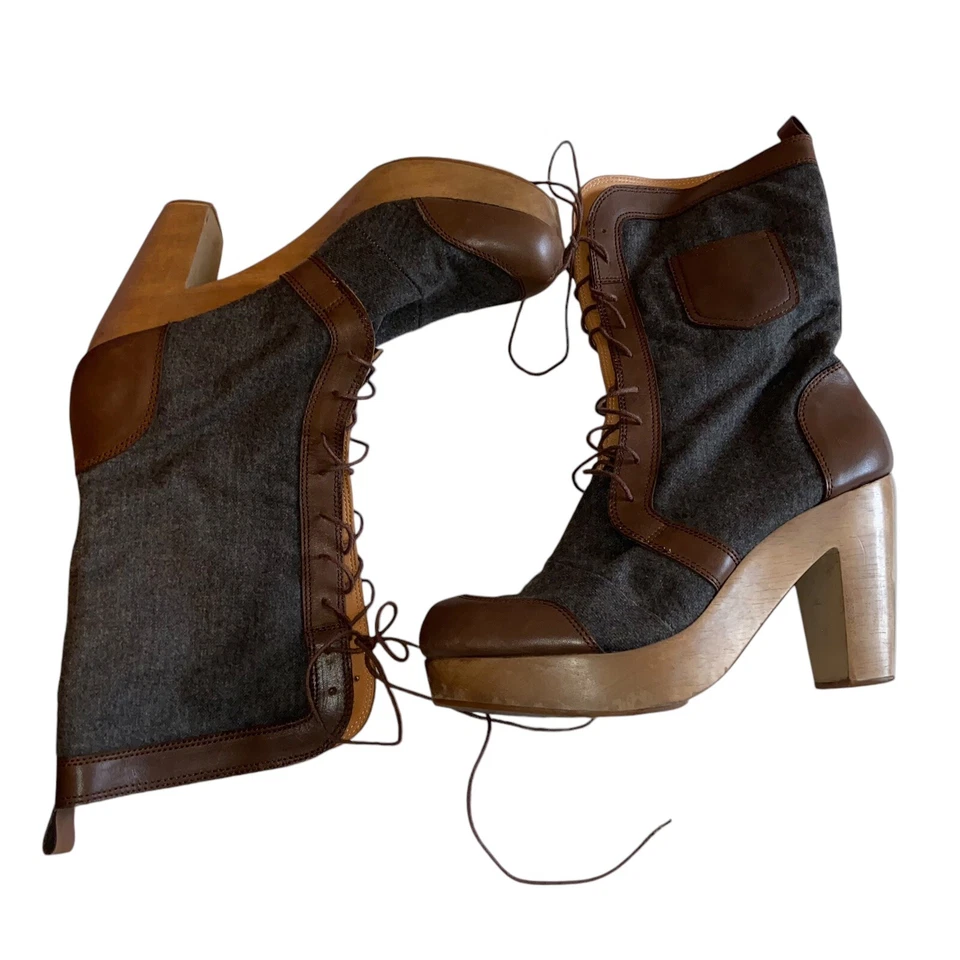 Botas Rachel Comey Mujer 10 Cuero Plataforma Tacones Encaje Steampunk Artístico Gótico Foto 3 de 4