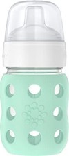 8-Ounce Wide Neck Glass Baby Bottle w Protective Silicone Sleeve and Sippy Spout