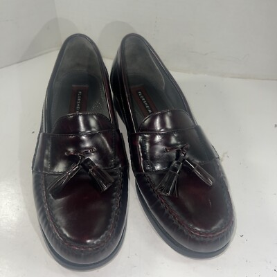 Florsheim Mens Burgundy Leather Tassel Loafer Sz 8D Dress  display picture 2