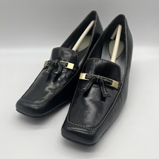 Vtg Liz Claiborne Flex ELITE Women  s BK Leather Square Toe Heels   Sz 8.5 NIB