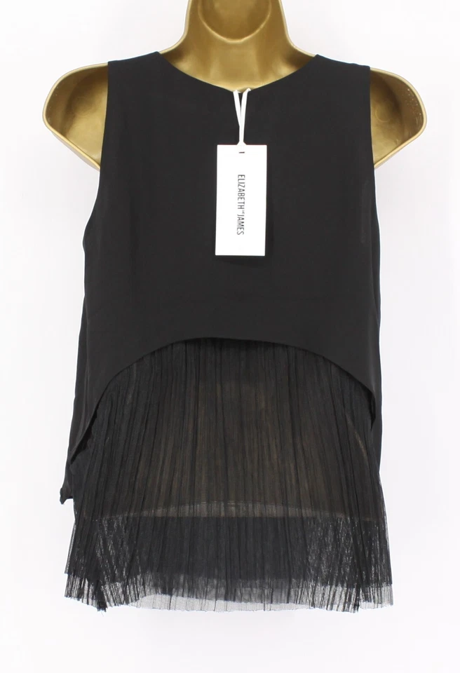 ELIZABETH AND JAMES ARETHA WOMENS SLEEVELESS TOP RUFFLE HEM BLACK XXS RRP £335 - Image 2 of 4