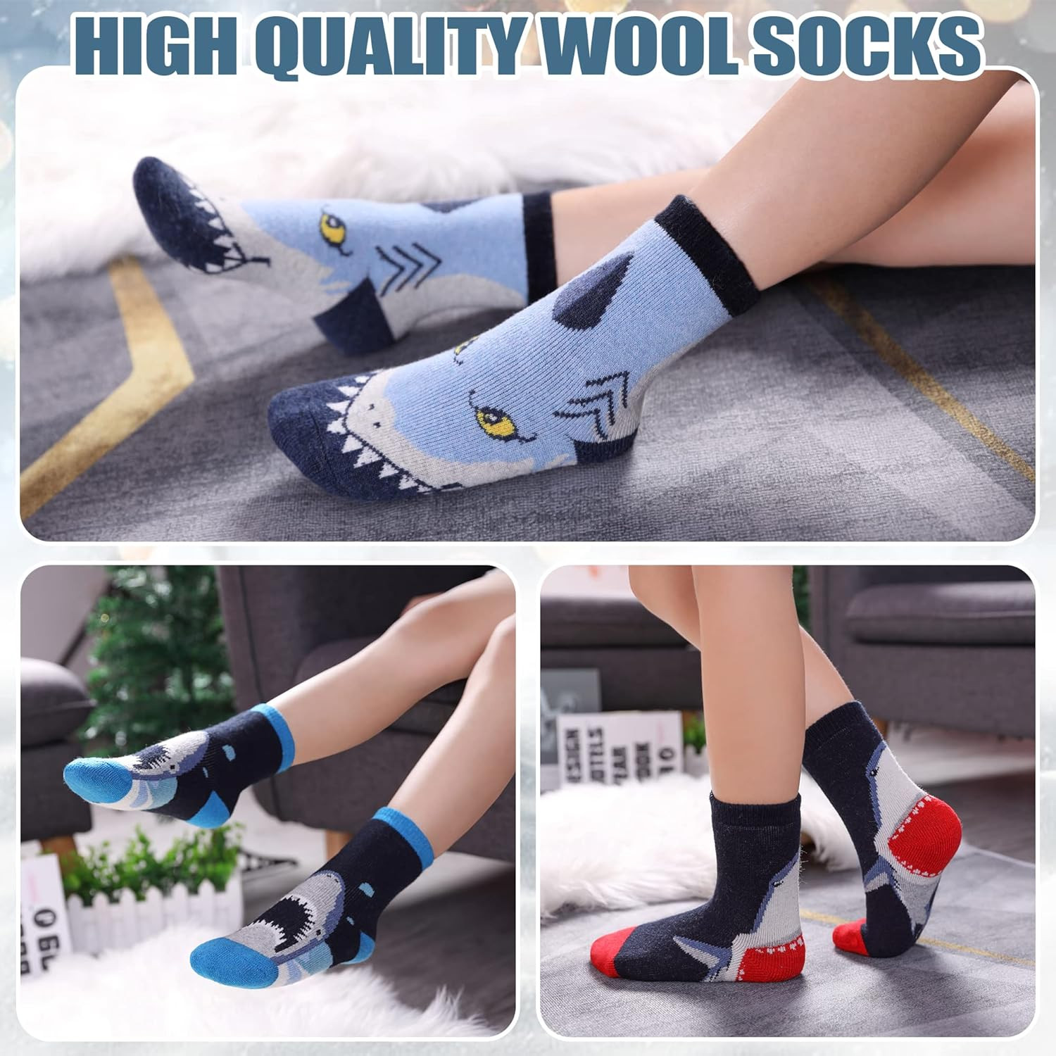 Kids Merino Wool Hiking Socks for Boys Girls Toddlers Thermal Winter Warm Thick