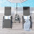 Set of 2 Aluminum Adjustable Patio Chaise Lounge Chairs Recliner with Side Table — photo 3