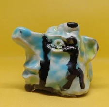 "Ancient Ice Man" - Clay sculpture. Signed, hand made and glazed. Very nice!