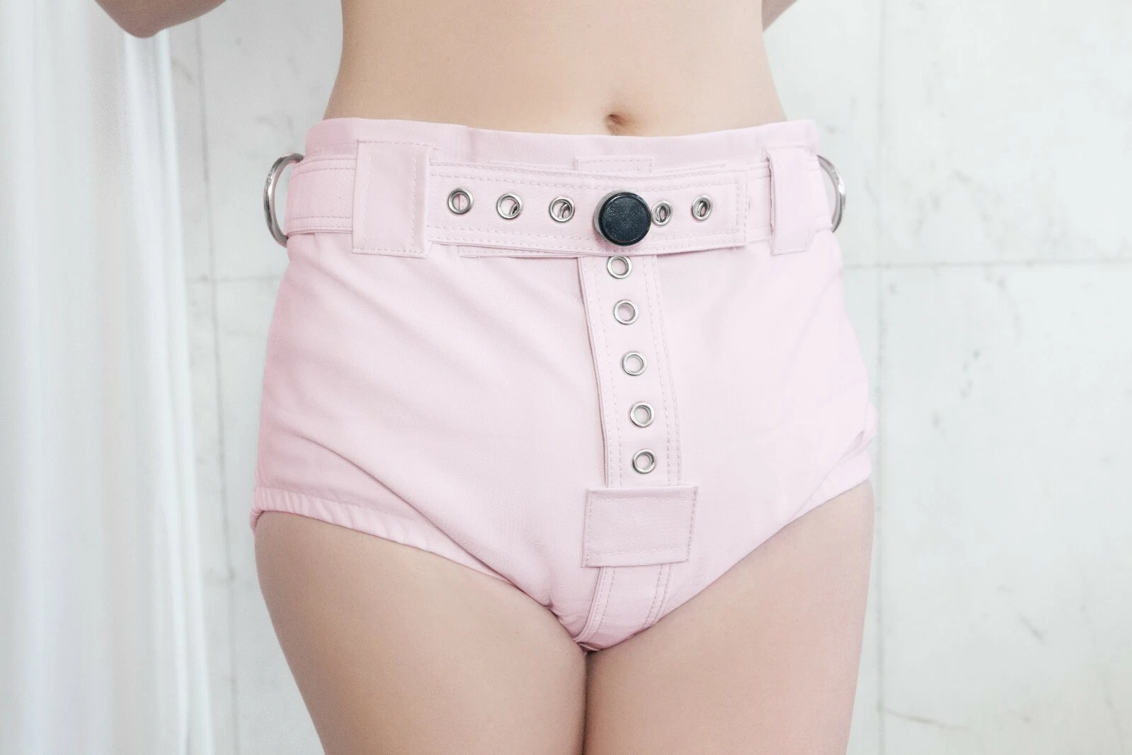 Pink Lockable Diaper Cover Pants - Anti Diaper Removal Cover with Segufix Locks