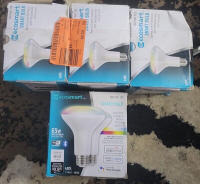 Lot of 4 Packs (8 BULBS) EcoSmart 65w BR30 Smart Bulb LED Wifi/Bluetooth Alexa 