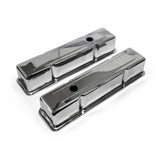 Chevy SBC 350 Chrome Steel Valve Covers - Tall w/ Hole