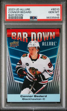 Graded 2023 Upper Deck Allure Connor Bedard #BD10 Bar Down Rookie RC Card PSA 10