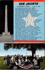 San Jacinto TX Santa Anna Surrender Texas Revolution E C Kropp Linen Postcard