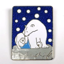 1980s Carolee Pollock - Lapel Pin - Polar Bears in Snowstorm