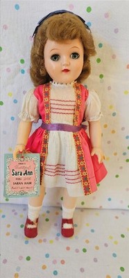 Vintage1950s IDEAL CO SARA ANN Doll 14  P-91 BLONDE Orig Outfit/Tag/Curlers-NICE
