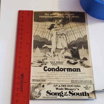 Walt Disney Condorman Song of the South Movie Advertisement Clipping 1981