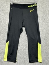 Nike Pro Dri-Fit Womens Medium 25X18 Fitted Athletic Capri Leggings Black