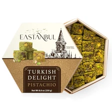 Eastanbul Turkish Delight Pistachio, 8.8oz, Turkish Delights Candy, Gourmet & Do