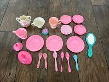 Vintage Mattel Barbie  Me Tea Set Plates Dishes Pink Roses Hearts Replacements