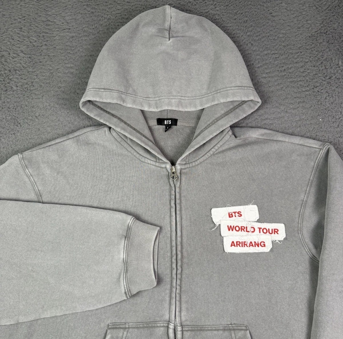 BTS Arirang Tour US Exclusive Full Zip Hoodie Gray Official Merch