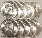 ROLL (10) 1949 D FRANKLIN HALF DOLLAR “FBL” KEY DATE BLAZING GEMS BU UNC. 90% S.