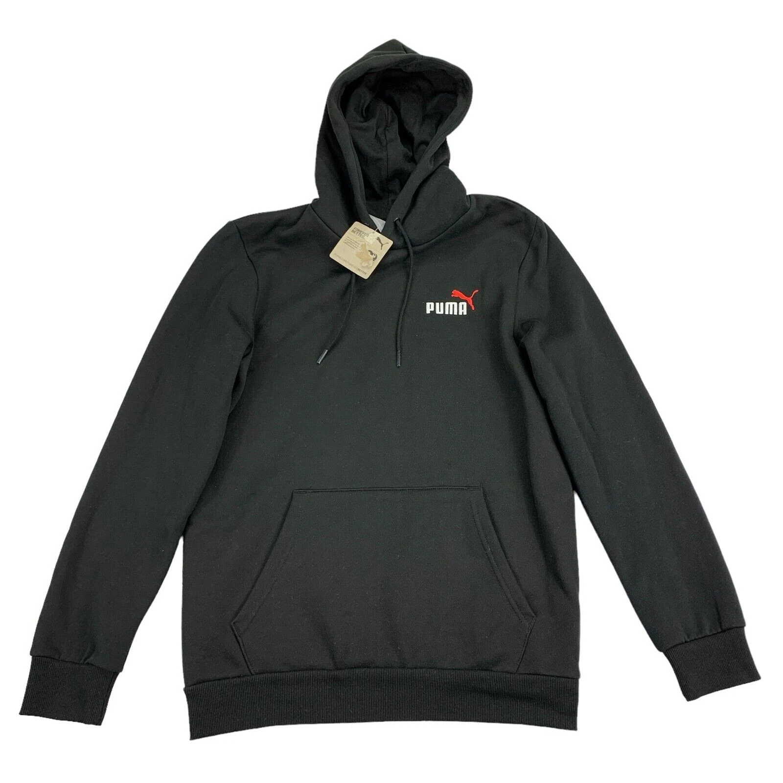 Puma Mens Fleece Embroidered Logo Long Sleeve Hoodie Black S