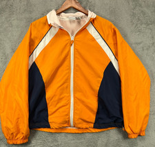 Kim Rogers Womens XL Orange Windbreaker Track Jackets Softshell Zip Up Navy Trim