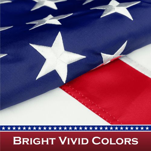 Amerikanische Flagge 210D bestickt Polyester 3x5 Fuß mit Stangenhülle - Bild 4 von 8