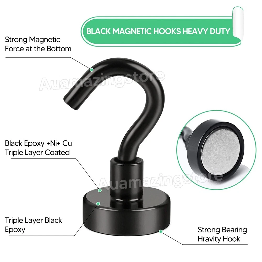 UP to 60X Magnetic Hooks 8kg Strong Magnets Hook for Home Kitchen Travel Cruise