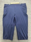 Lands End Pants Womens 3X 24W 26W Navy Blue Stretch Pull On Elastic Waist Capri