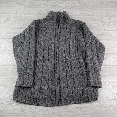 Shannon Woolen Mills Cable Knit Merino Wool Full Zip Sweater Womens 1X Ireland