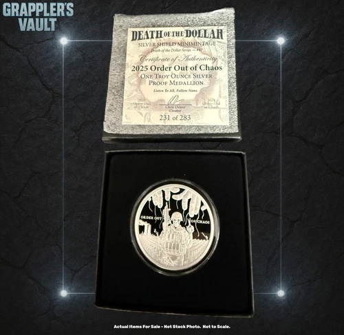 2025 1OZ Order Out of Chaos Proof - Silver Shield - .999 Pure - HARD TO FIND!