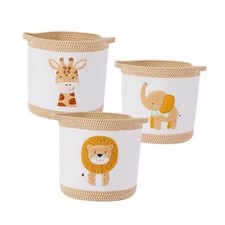 3-Piece Woven Baby Toy Baskets Laundry Hampers, Foldable Nursery Yellow Set