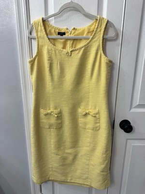 Talbots Sleeveless Butter Yellow Linen Blend Zip Back Kentucky Derby Dress  10