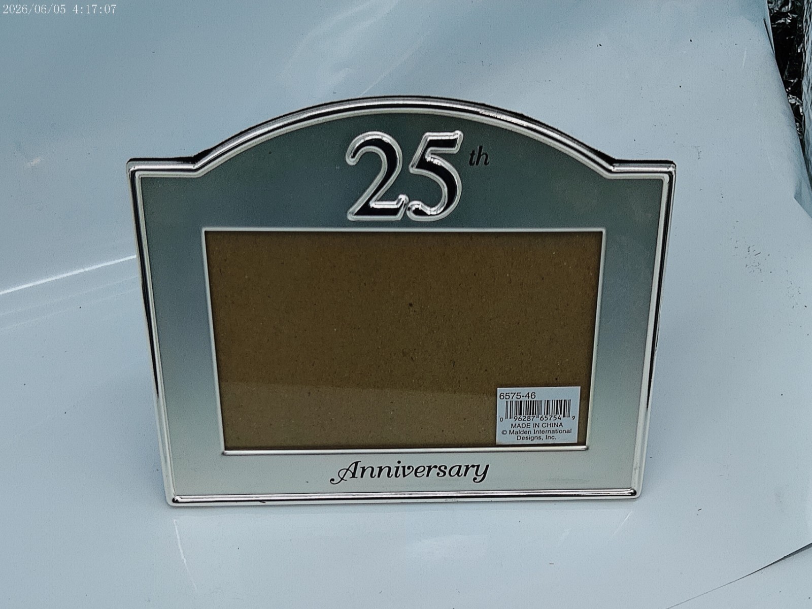 Malden 25th Anniversary Picture Frame 4x6 Silver Metal Silver Jubilee... image 4