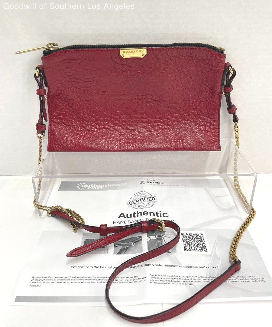 Gold Chain Red Burberry Handbag Burberry Peyton Embossed Grain