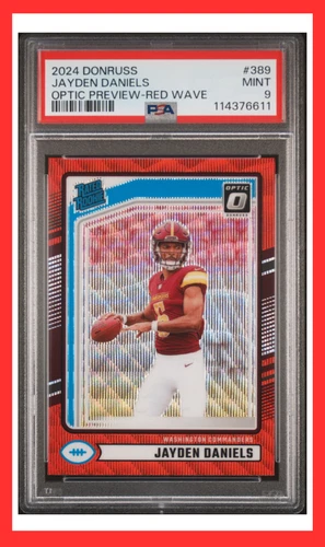 JAYDEN DANIELS 2024 Donruss Optic Preview Red Wave 389 PSA 9 Mint Washington NFL