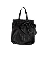 Red by Valentino Leather Bow Tote with Accent Coin Pouch Black Handbag Purse