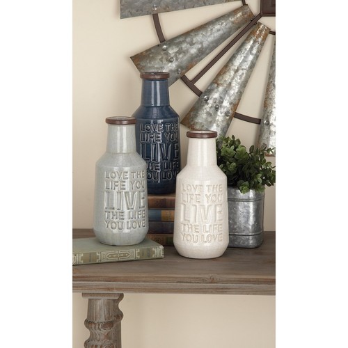 Multi Colored Porcelain Ceramic Decorative Vase (Set of 3) Multi 5 x 5 x 11