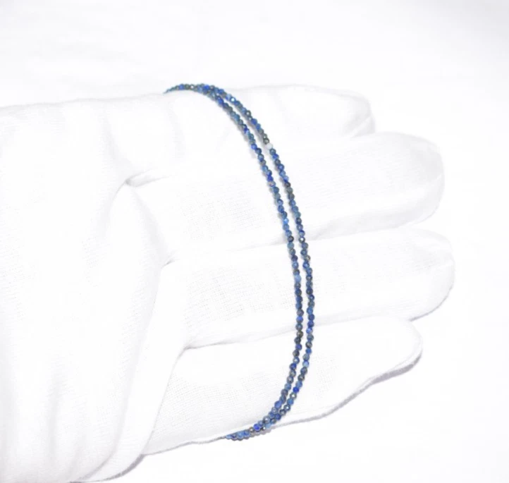 66cm Naturale Lapislazzuli Collane 925 Argento Sterling 2 MM Perline Gemma - Immagine 2 di 4