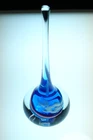 2019 Blenko Art Glass Ring Holder Hand Blown Signed Paper Weight Blue White Pink