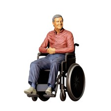 Elderly Man in Wheelchair Resin 3d print Unpainted Diorama Model RR Figure