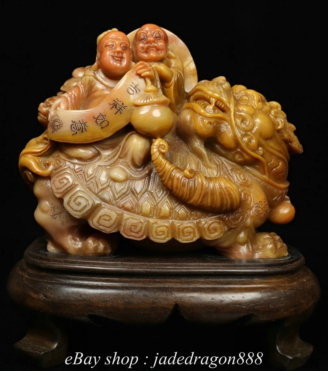 中国风黄色佛像和寿山石主雕像| eBay