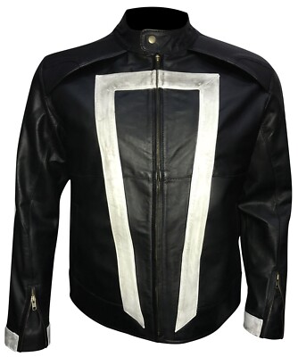 Mens Ghost Rider Robbie Reyes Style Cafe Racer Cosplay Biker Leather Jacket